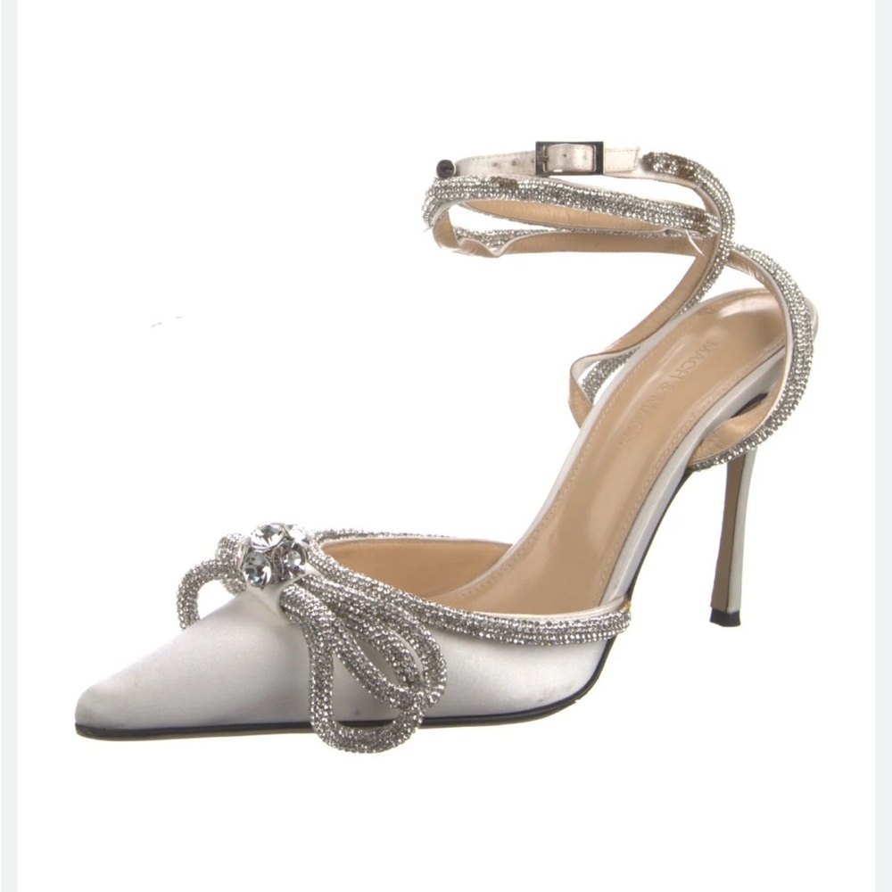 Size 37 Satin and Rhinestone Boutique heels prom wedding dancing glitter MOB